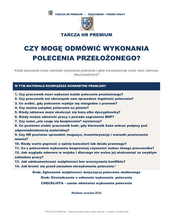 Pierwsza strona materiału: Czy mogę odmówić wykonania polecenia przełożonego?