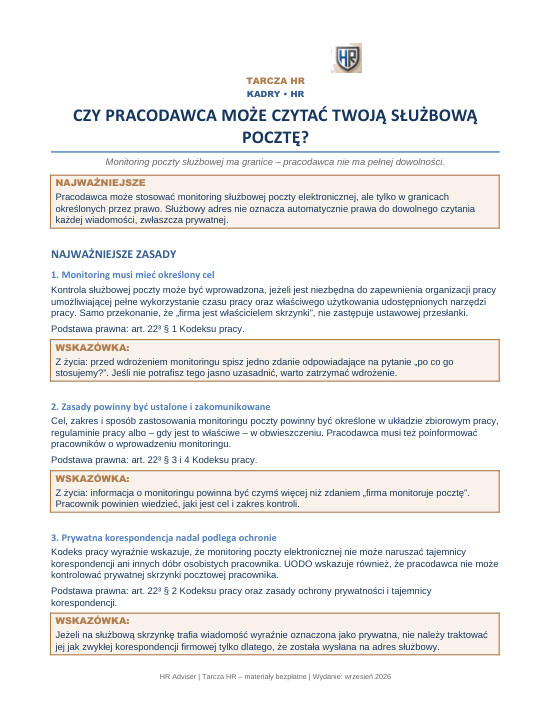 Pierwsza strona materiału: Czy pracodawca może czytać Twoją służbową pocztę