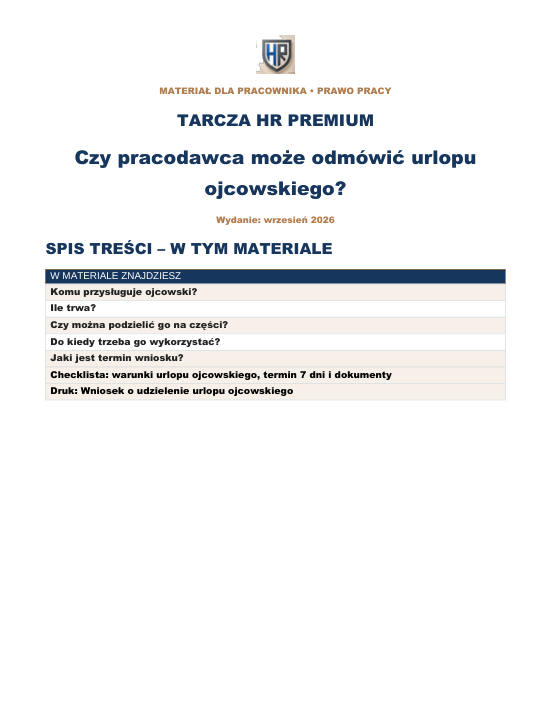 Pierwsza strona materiału: Czy pracodawca może odmówić urlopu ojcowskiego?