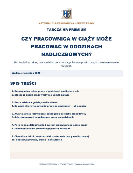 Pierwsza strona materiału: Czy pracownica w ciąży może pracować w godzinach nadliczbowych?