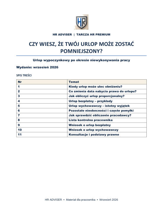 Pierwsza strona materiału: Czy wiesz, że twój urlop może zostać pomniejszony?
