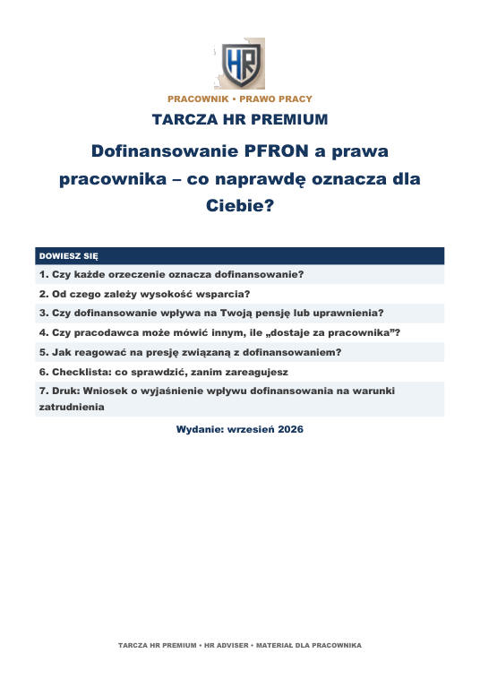 Pierwsza strona materiału: Dofinansowanie PFRON a prawa pracownika – co naprawdę oznacza dla Ciebie?