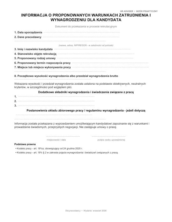 Pierwsza strona materiału: Informacja o wynagrodzeniu dla kandydata