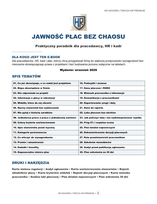 Pierwsza strona materiału: Jawność płac bez chaosu