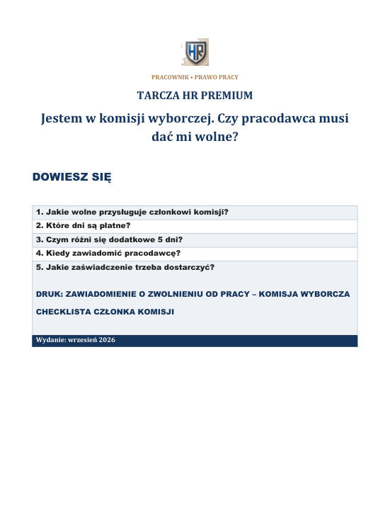 Pierwsza strona materiału: Jestem w komisji wyborczej. Czy pracodawca musi dać mi wolne?