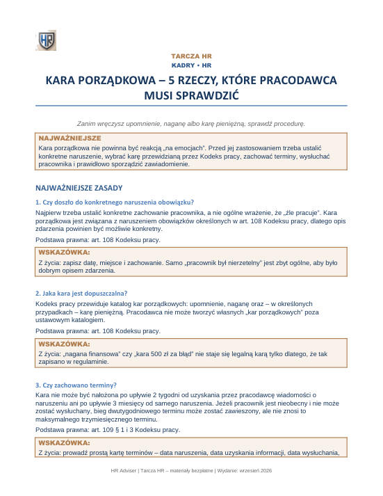 Pierwsza strona materiału: Kara porządkowa – 5 rzeczy do sprawdzenia
