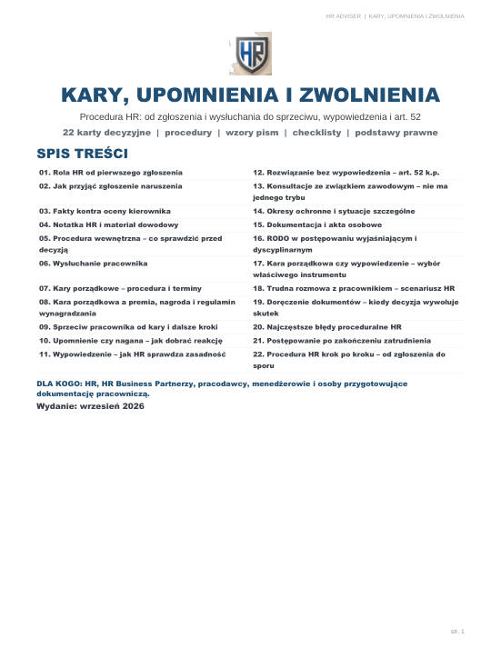 Pierwsza strona materiału: Kary, upomnienia i zwolnienia