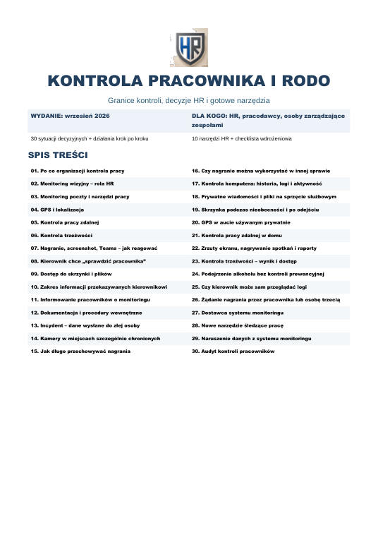 Pierwsza strona materiału: Kontrola pracownika i RODO