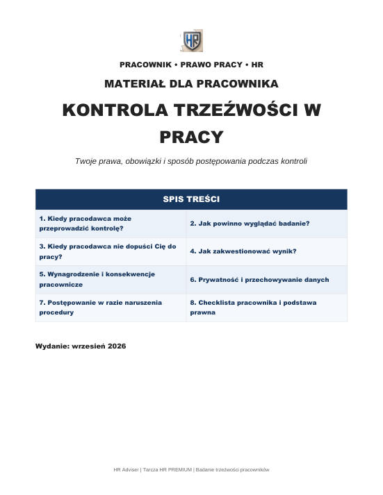 Pierwsza strona materiału: Kontrola trzeźwości w pracy
