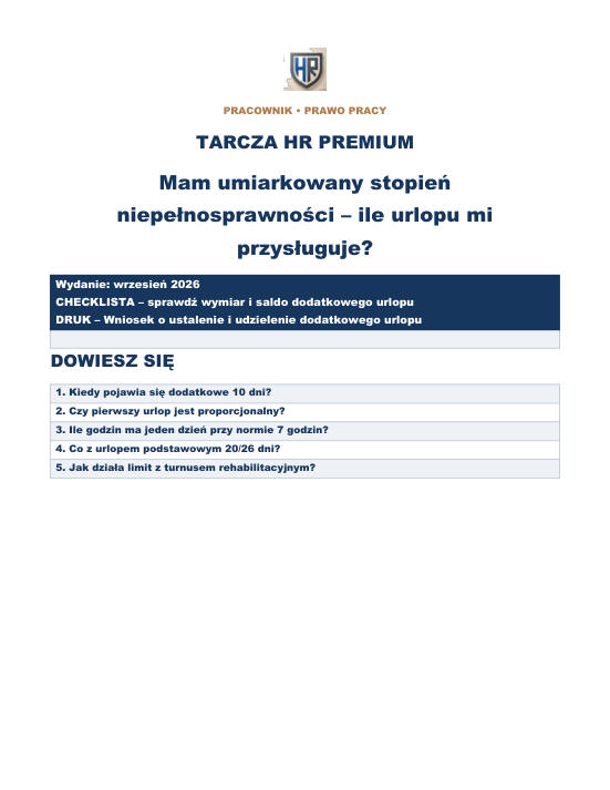 Pierwsza strona materiału: Mam umiarkowany stopień niepełnosprawności – ile urlopu mi przysługuje?