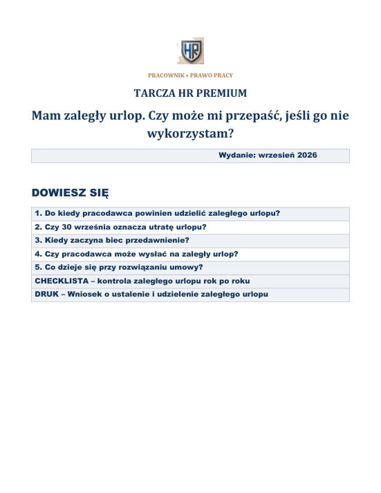 Pierwsza strona materiału: Mam zaległy urlop. Czy może mi przepaść, jeśli go nie wykorzystam?