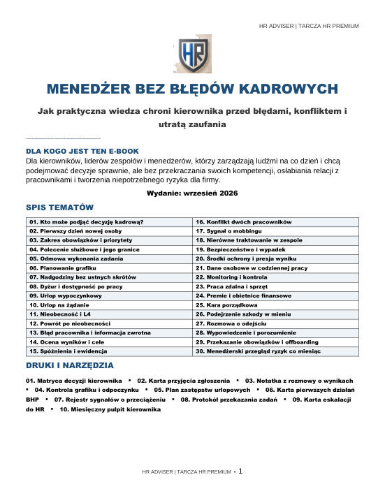 Pierwsza strona materiału: Menedżer bez błędów kadrowych