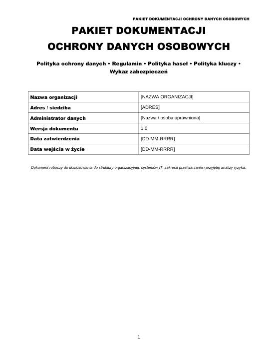 Pierwsza strona materiału: Pakiet ochrony danych osobowych