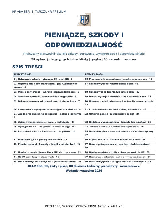 Pierwsza strona materiału: Pieniądze, szkody i odpowiedzialność