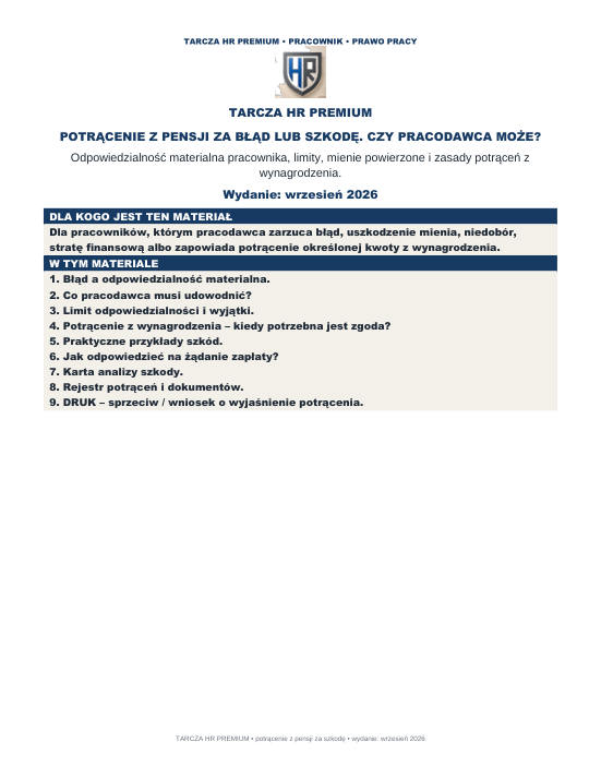 Pierwsza strona materiału: Potrącenie z pensji za błąd lub szkodę. czy pracodawca może?