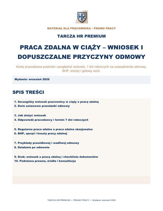 Pierwsza strona materiału: Praca zdalna w ciąży – wniosek i dopuszczalne przyczyny odmowy
