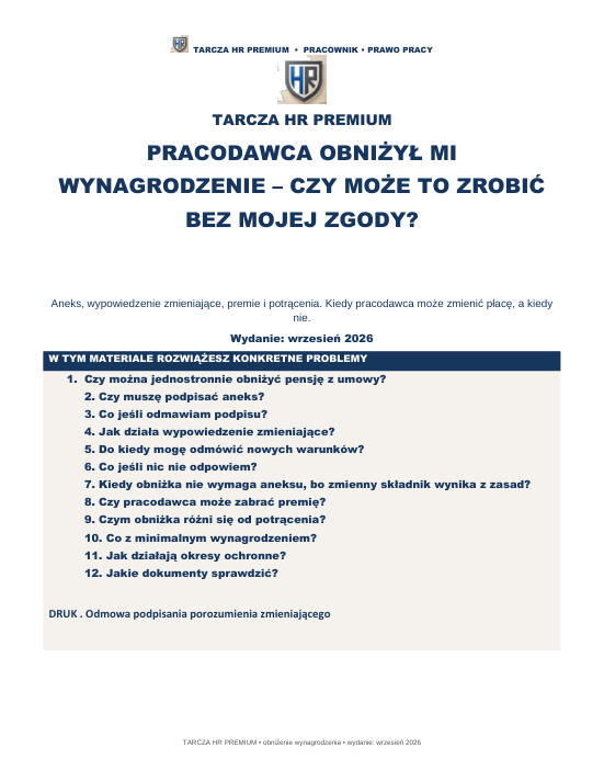 Pierwsza strona materiału: Pracodawca obniżył mi wynagrodzenie – czy może to zrobić bez mojej zgody?