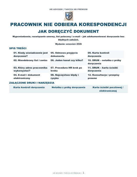 Pierwsza strona materiału: Pracownik nie odbiera korespondencji