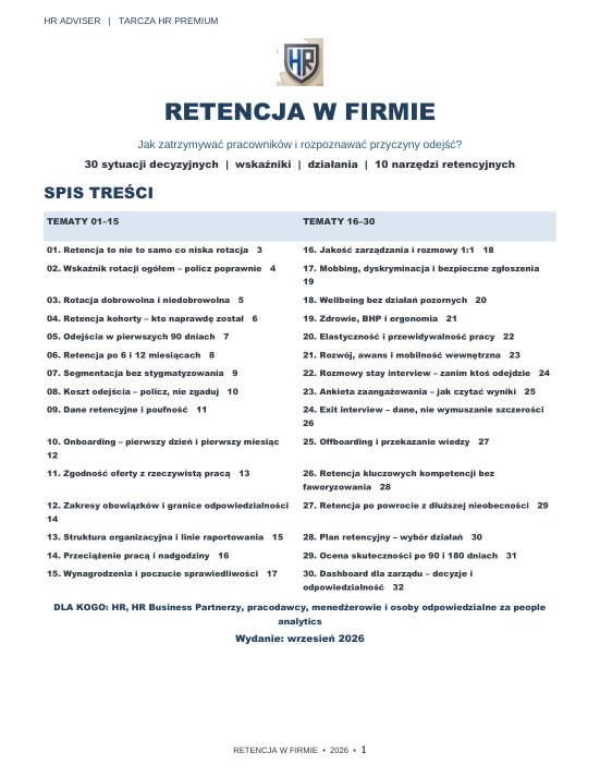 Pierwsza strona materiału: Retencja w firmie