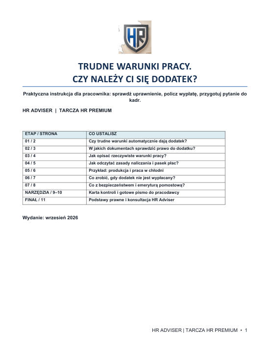 Pierwsza strona materiału: Trudne warunki pracy — czy należy Ci się dodatek?