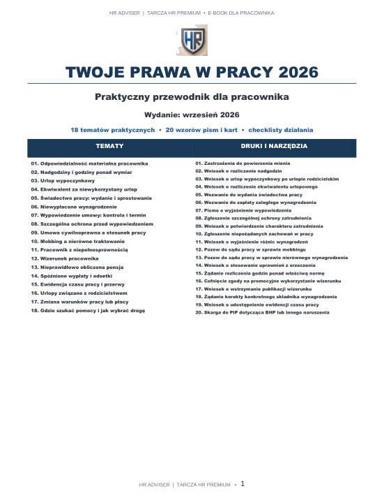 Pierwsza strona materiału: Twoje prawa w pracy 2026