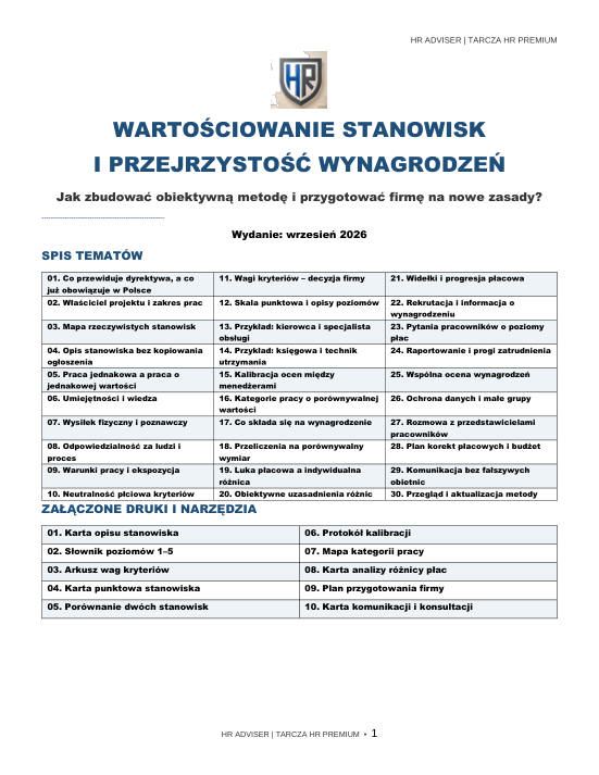 Pierwsza strona materiału: Wartościowanie stanowisk i przejrzystość wynagrodzeń